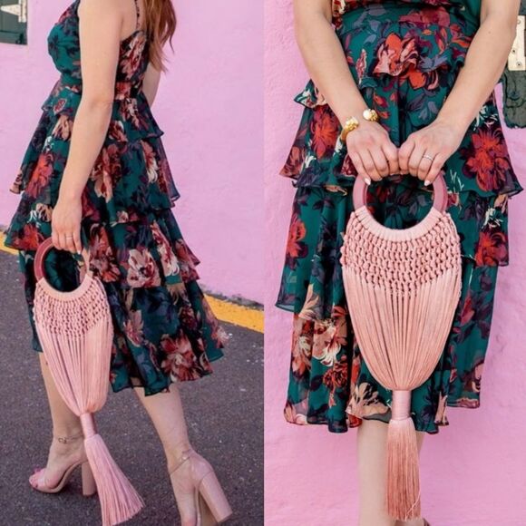 Cult Gaia Angelou Tassel Fringe Bag Mauve Pink Blush Size Small - Picture 1 of 10